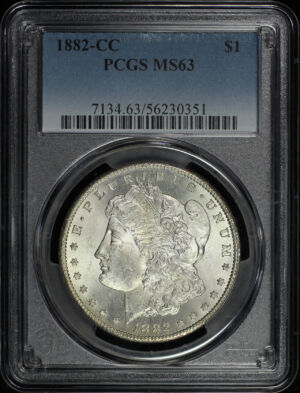 Obverse of this 1882-CC Morgan Dollar PCGS MS-63