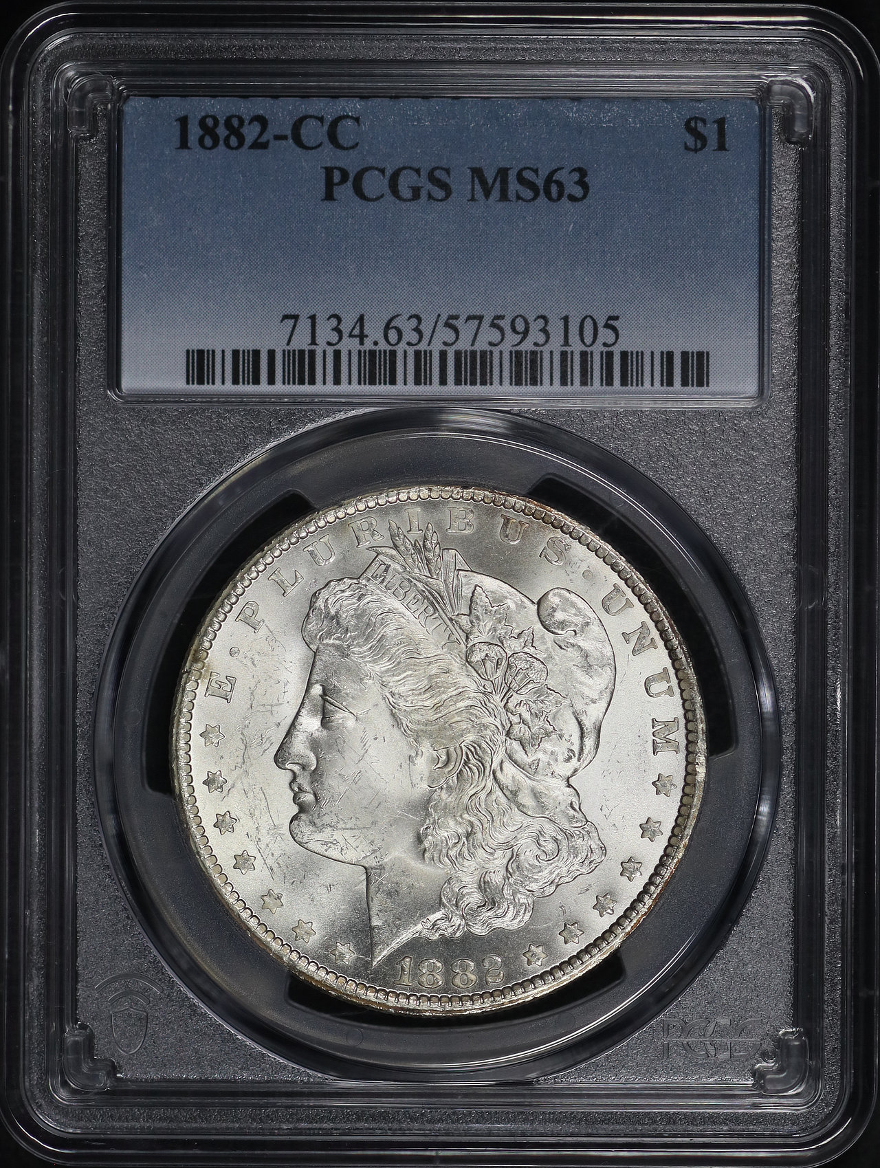 Obverse of this 1882-CC Morgan Dollar PCGS MS-63