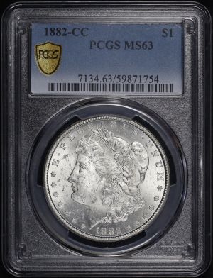 Obverse of this 1882-CC Morgan Dollar PCGS MS-63