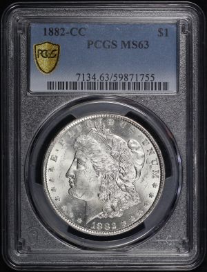 Obverse of this 1882-CC Morgan Dollar PCGS MS-63