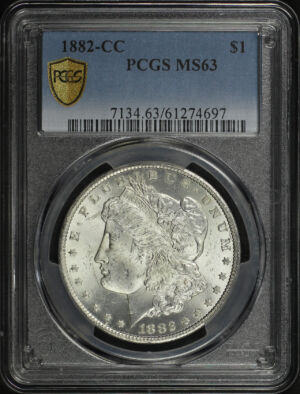 Obverse of this 1882-CC Morgan Dollar PCGS MS-63