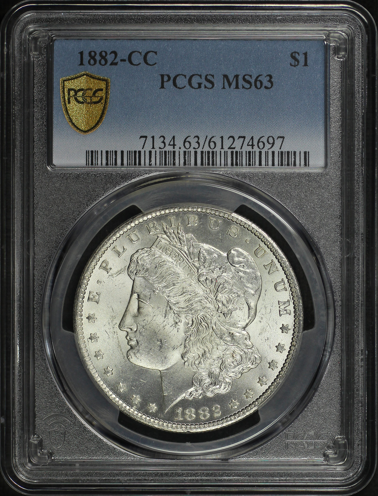 Obverse of this 1882-CC Morgan Dollar PCGS MS-63