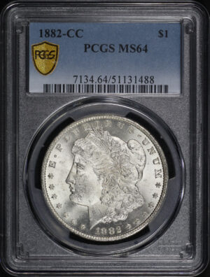 Obverse of this 1882-CC Morgan Dollar PCGS MS-64