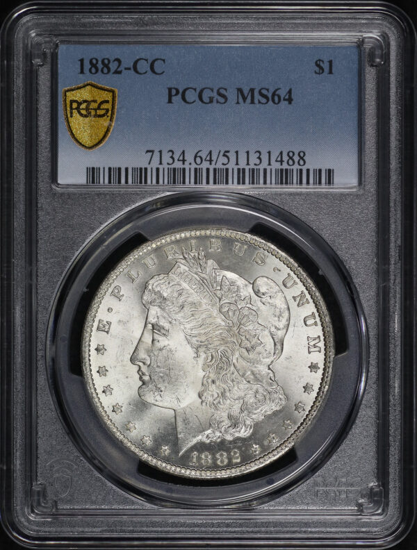 Obverse of this 1882-CC Morgan Dollar PCGS MS-64
