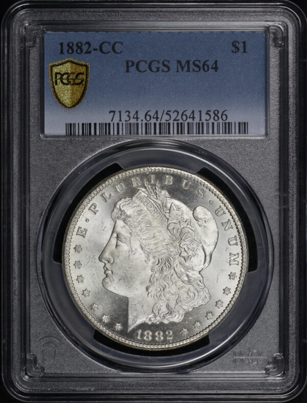 Obverse of this 1882-CC Morgan Dollar PCGS MS-64