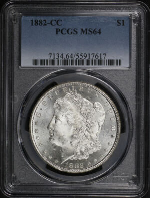 Obverse of this 1882-CC Morgan Dollar PCGS MS-64