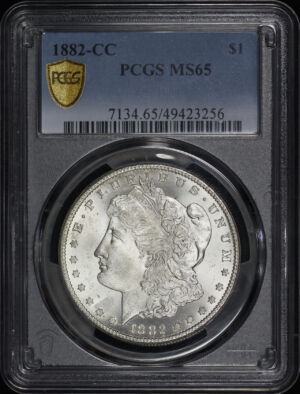 Obverse of this 1882-CC Morgan Dollar PCGS MS-65