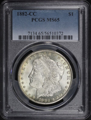 Obverse of this 1882-CC Morgan Dollar PCGS MS-65