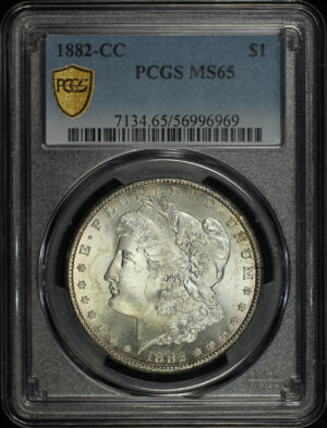 Obverse of this 1882-CC Morgan Dollar PCGS MS-65