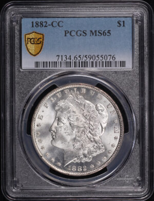 Obverse of this 1882-CC Morgan Dollar PCGS MS-65
