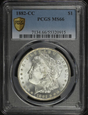 Obverse of this 1882-CC Morgan Dollar PCGS MS-66