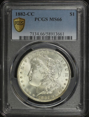 Obverse of this 1882-CC Morgan Dollar PCGS MS-66