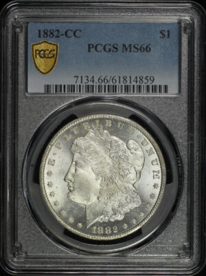 Obverse of this 1882-CC Morgan Dollar PCGS MS-66
