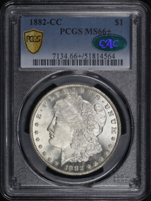 Obverse of this 1882-CC Morgan Dollar PCGS MS-66+ CAC