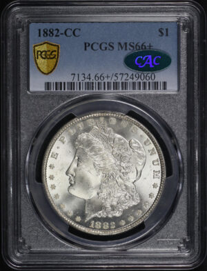 Obverse of this 1882-CC Morgan Dollar PCGS MS-66+ CAC