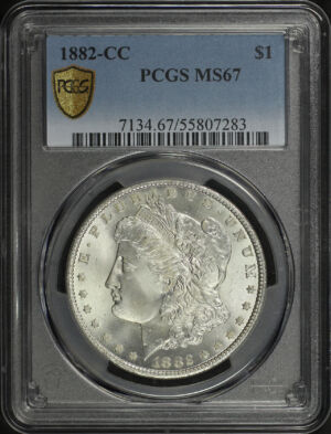 Obverse of this 1882-CC Morgan Dollar PCGS MS-67