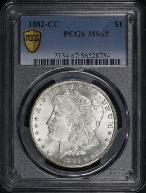 Obverse of this 1882-CC Morgan Dollar PCGS MS-67