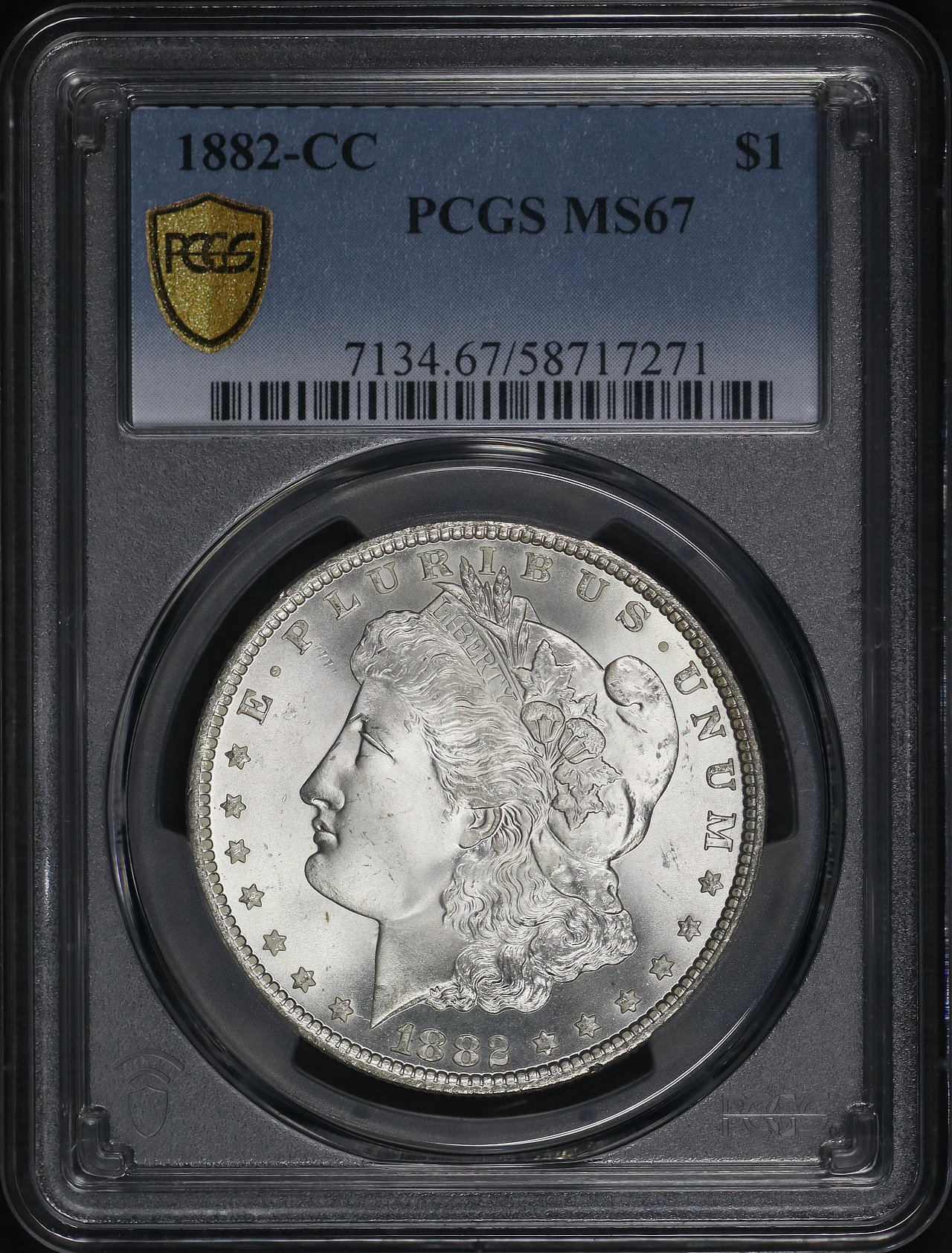 Obverse of this 1882-CC Morgan Dollar PCGS MS-67