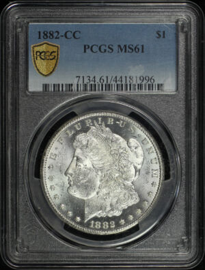 Obverse of this 1882-CC Morgan Dollar PCGS MS-61