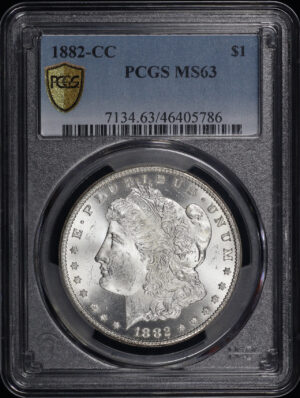 Obverse of this 1882-CC Morgan Dollar PCGS MS-63