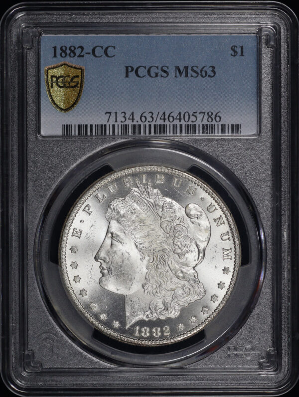 Obverse of this 1882-CC Morgan Dollar PCGS MS-63