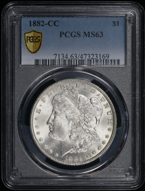 Obverse of this 1882-CC Morgan Dollar PCGS MS-63