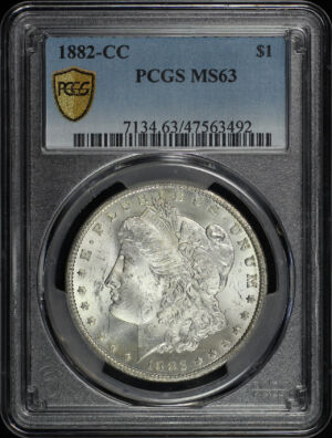 Obverse of this 1882-CC Morgan Dollar PCGS MS-63