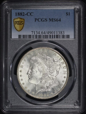 Obverse of this 1882-CC Morgan Dollar PCGS MS-64