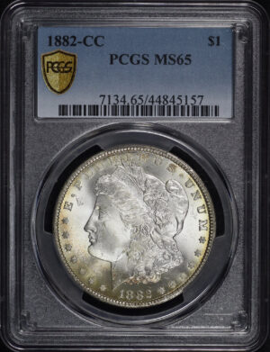 Obverse of this 1882-CC Morgan Dollar PCGS MS-65