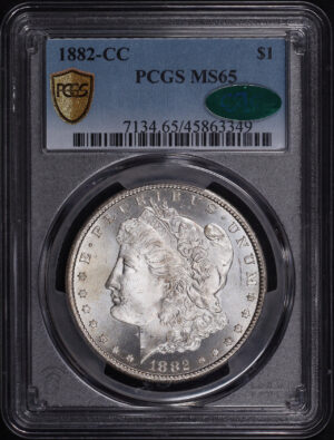 Obverse of this 1882-CC Morgan Dollar PCGS MS-65 CAC