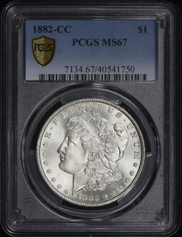 Obverse of this 1882-CC Morgan Dollar PCGS MS-67