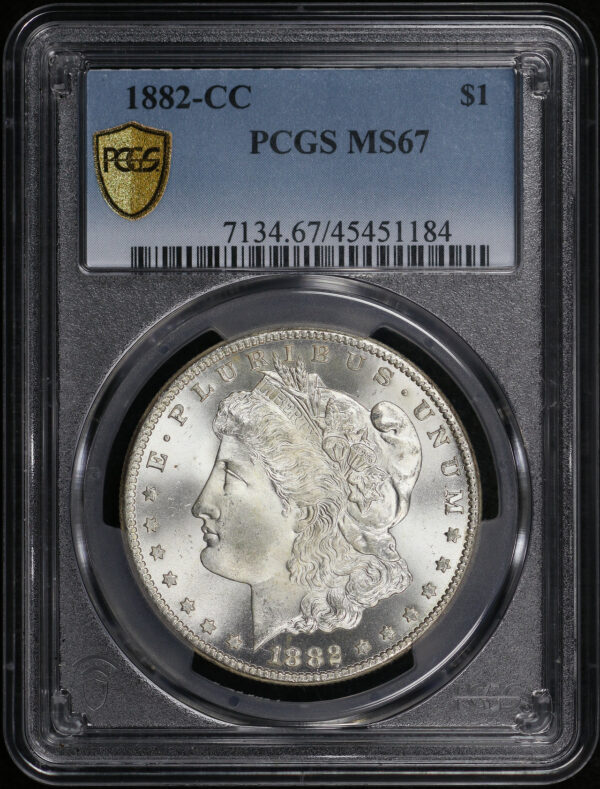 Obverse of this 1882-CC Morgan Dollar PCGS MS-67