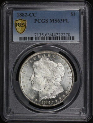 Obverse of this 1882-CC Morgan Dollar PCGS MS-63 PL