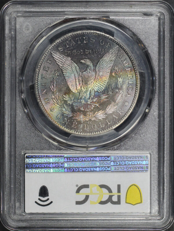 Reverse of this 1882-CC Morgan Dollar PCGS MS-63 PL Reverse Rainbow Toning