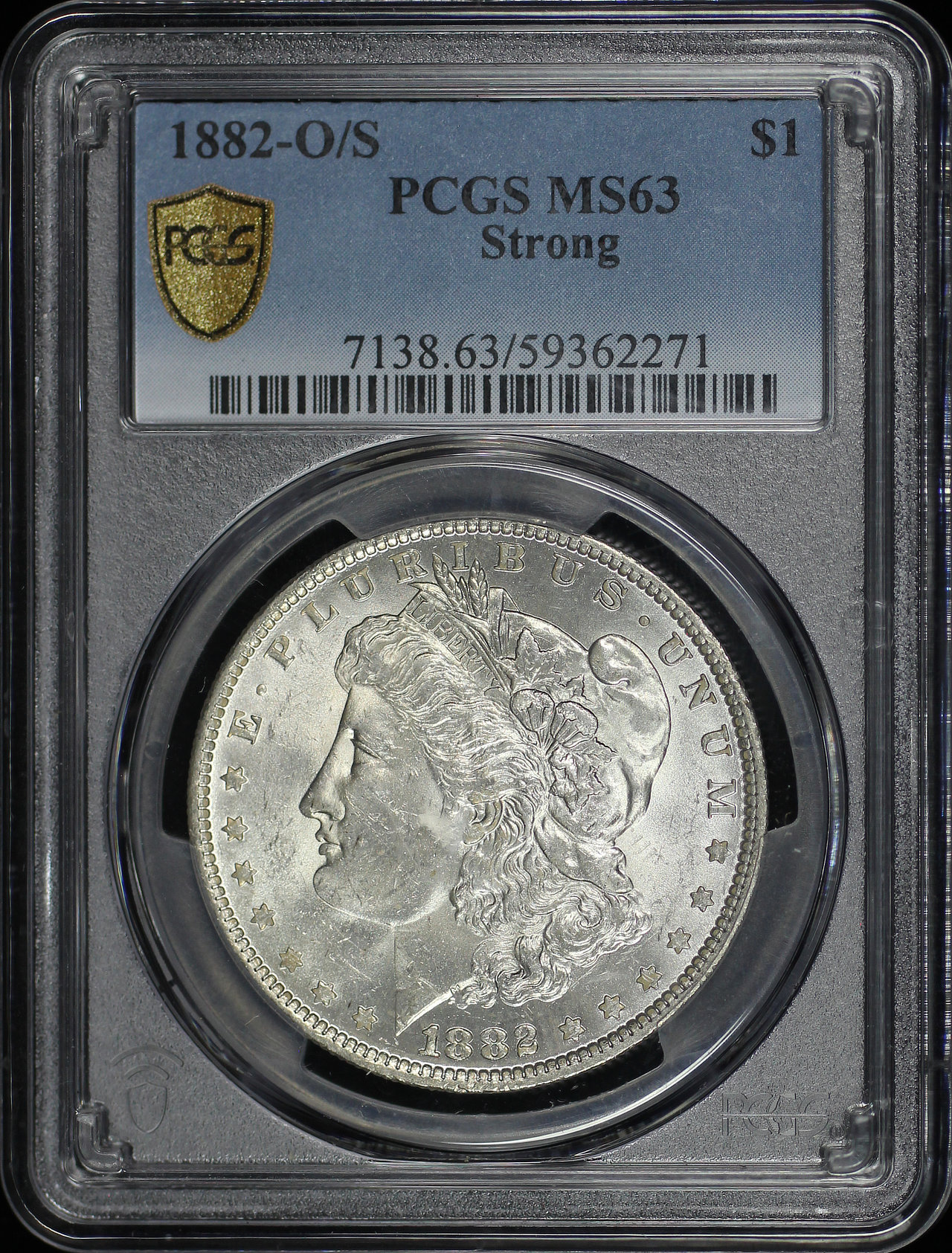 Obverse of this 1882-O/S Strong Morgan Dollar PCGS MS-63