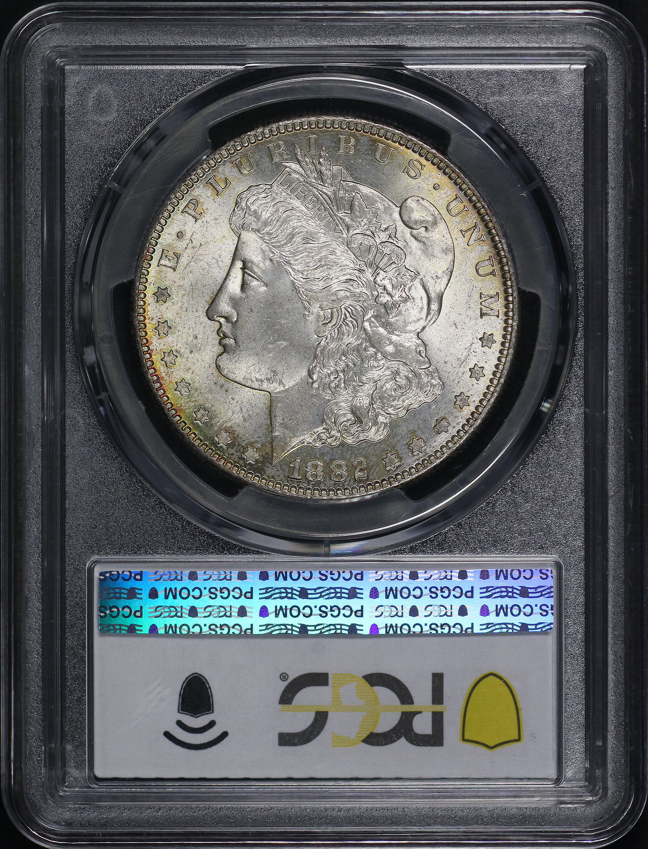 Reverse of this 1882-S Morgan Dollar PCGS MS-64 Reverse Rainbow Toning