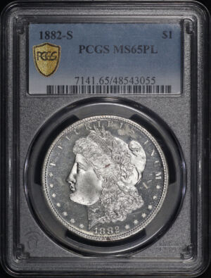 Obverse of this 1882-S Morgan Dollar PCGS MS-65 PL – Looks DMPL