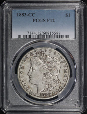 Obverse of this 1883-CC Morgan Dollar PCGS F-12 – Looks VF/XF!