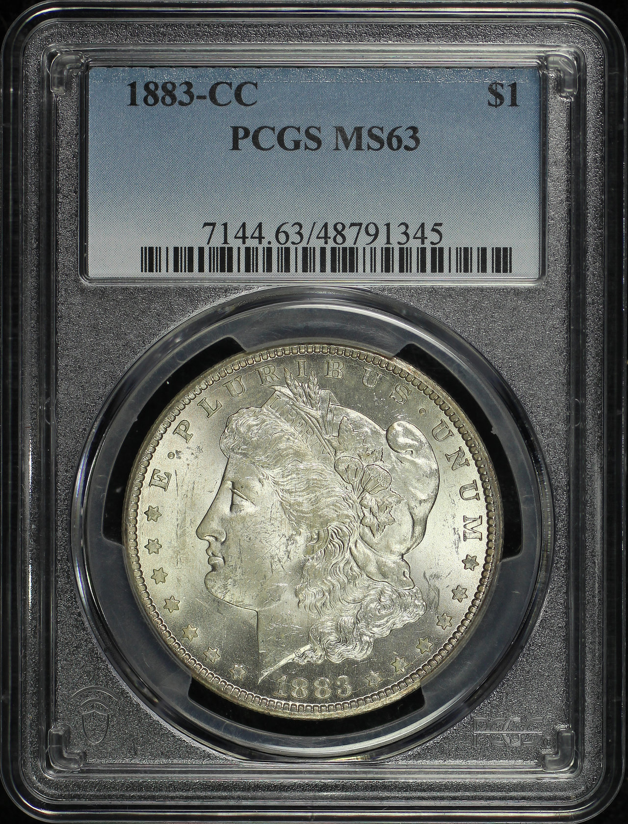 Obverse of this 1883-CC Morgan Dollar PCGS MS-63