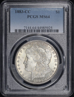Obverse of this 1883-CC Morgan Dollar PCGS MS-64