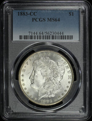 Obverse of this 1883-CC Morgan Dollar PCGS MS-64