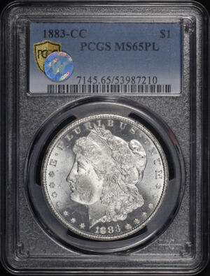 Obverse of this 1883-CC Morgan Dollar PCGS MS-65 PL