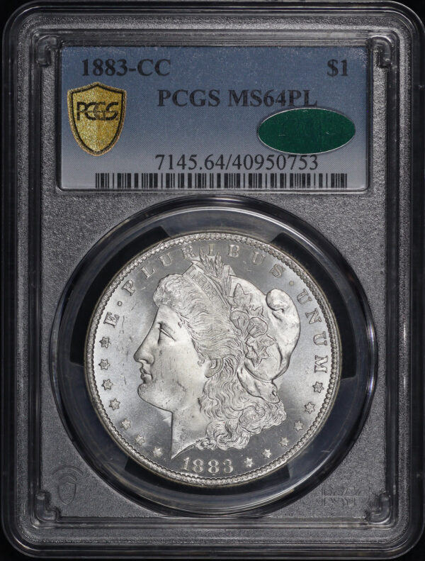 Obverse of this 1883-CC Morgan Dollar PCGS MS-64 PL CAC