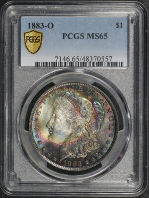 Obverse of this 1883-O Morgan Dollar PCGS MS-65 Dark End Of Roll Obverse Toning