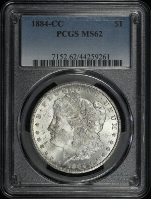 Obverse of this 1884-CC Morgan Dollar PCGS MS-62
