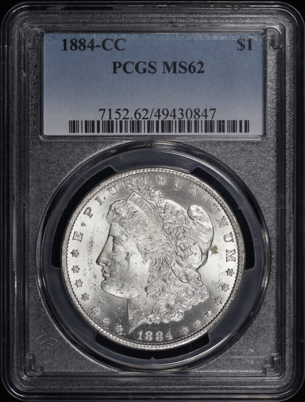 Obverse of this 1884-CC Morgan Dollar PCGS MS-62