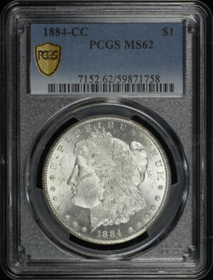 Obverse of this 1884-CC Morgan Dollar PCGS MS-62