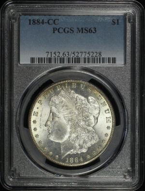 Obverse of this 1884-CC Morgan Dollar PCGS MS-63