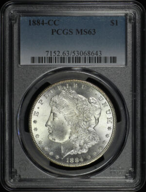 Obverse of this 1884-CC Morgan Dollar PCGS MS-63