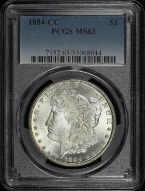 Obverse of this 1884-CC Morgan Dollar PCGS MS-63